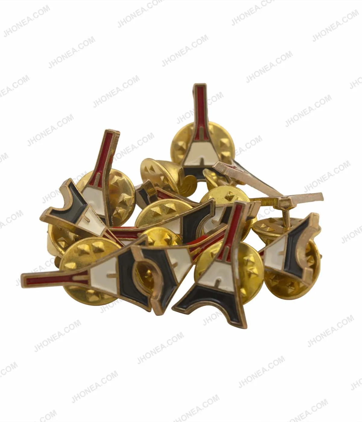 Tri-Color Eiffel Tower Shape Shirt Collar Tips Brooch Pin