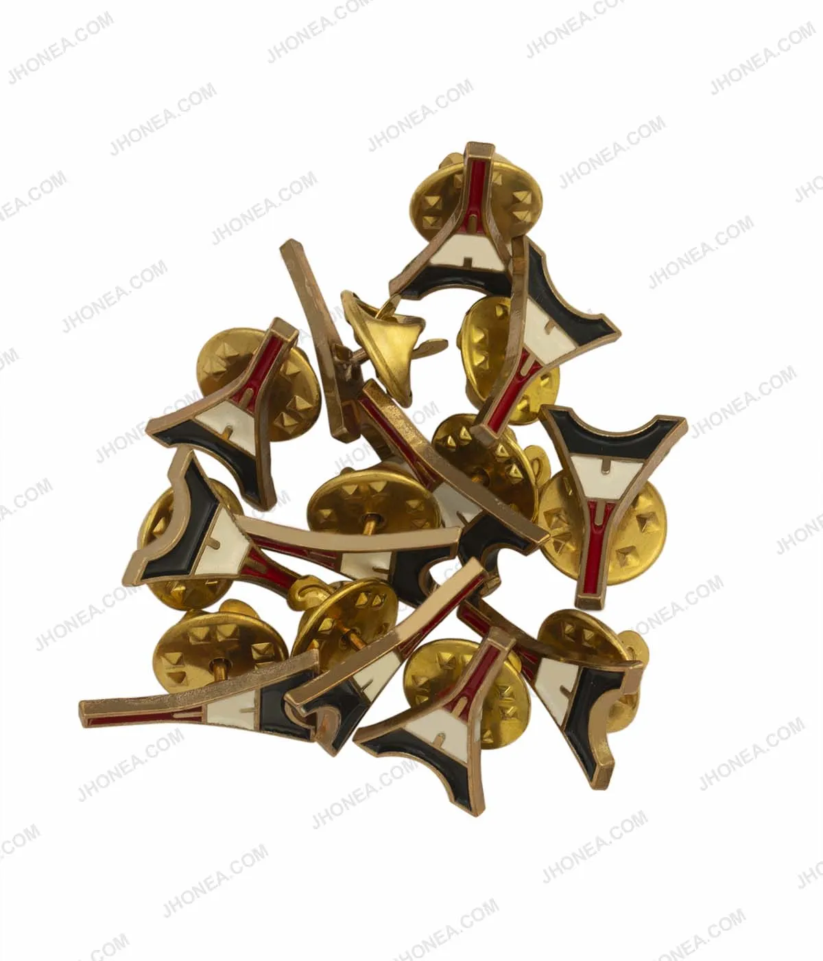 Tri-Color Eiffel Tower Shape Shirt Collar Tips Brooch Pin