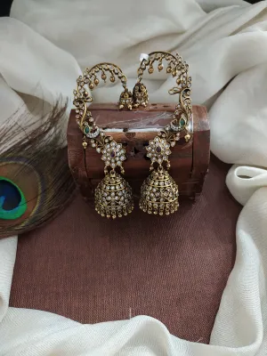 Victorian Ear Cuffs with Moissanite & Kundan Stones