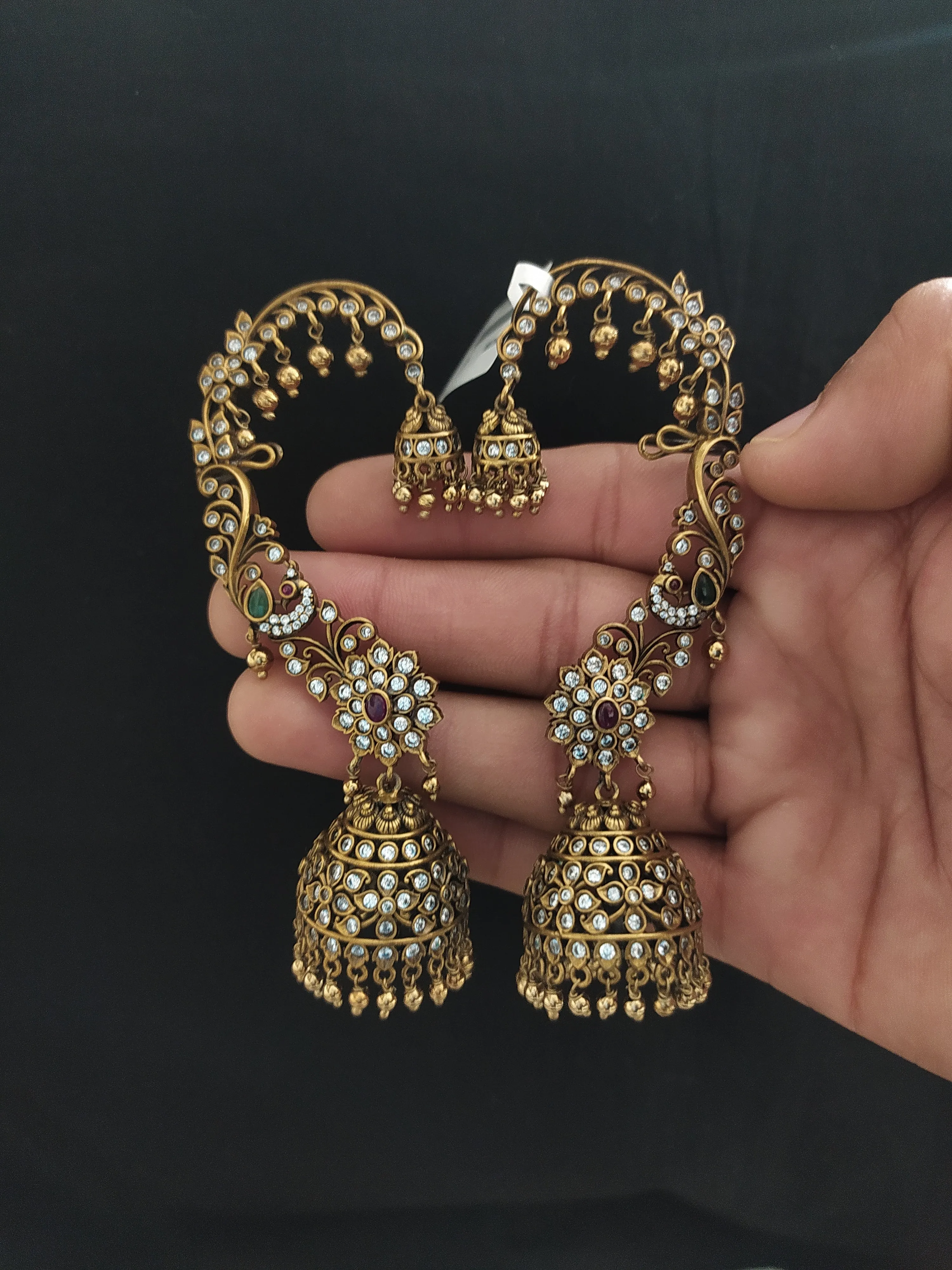 Victorian Ear Cuffs with Moissanite & Kundan Stones