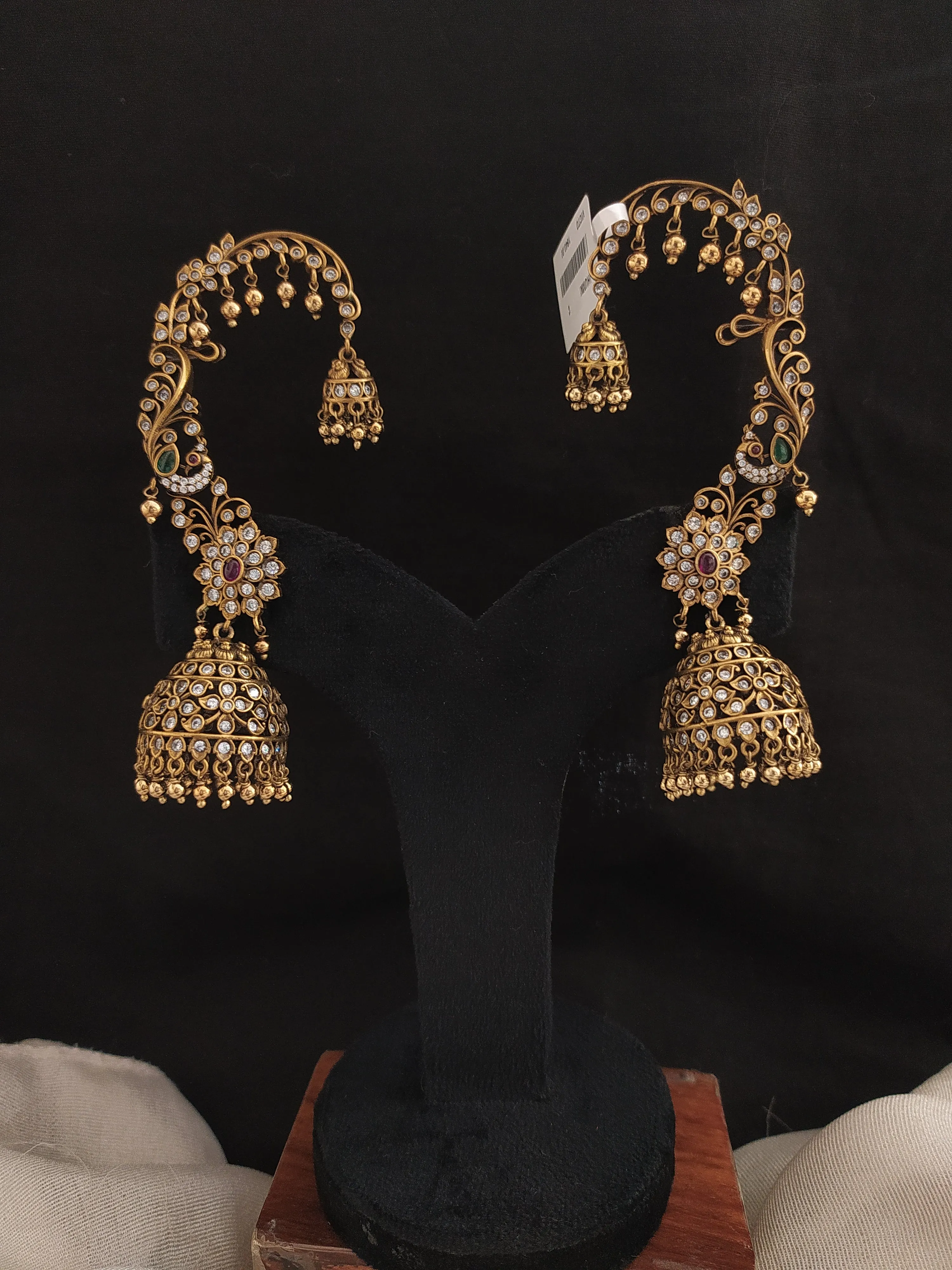 Victorian Ear Cuffs with Moissanite & Kundan Stones