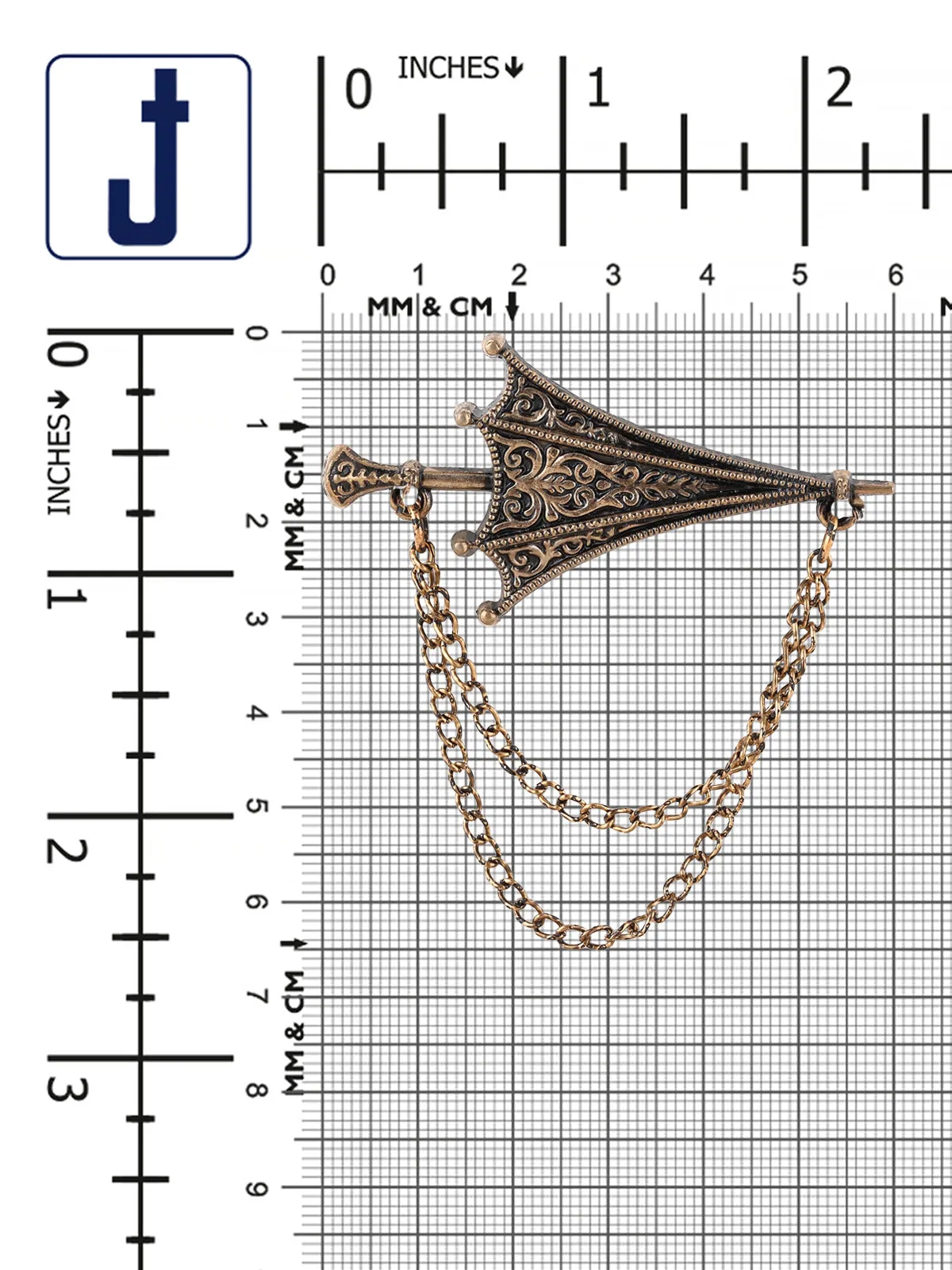 Vintage Antique Brass Umbrella Chain Brooch