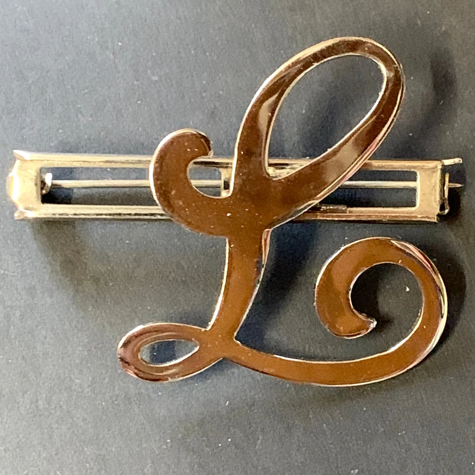 Vintage  Chrome Initial Brooches : A, C,  E, F, G, H, L, M, N, P,R, S, T, U, W and Y