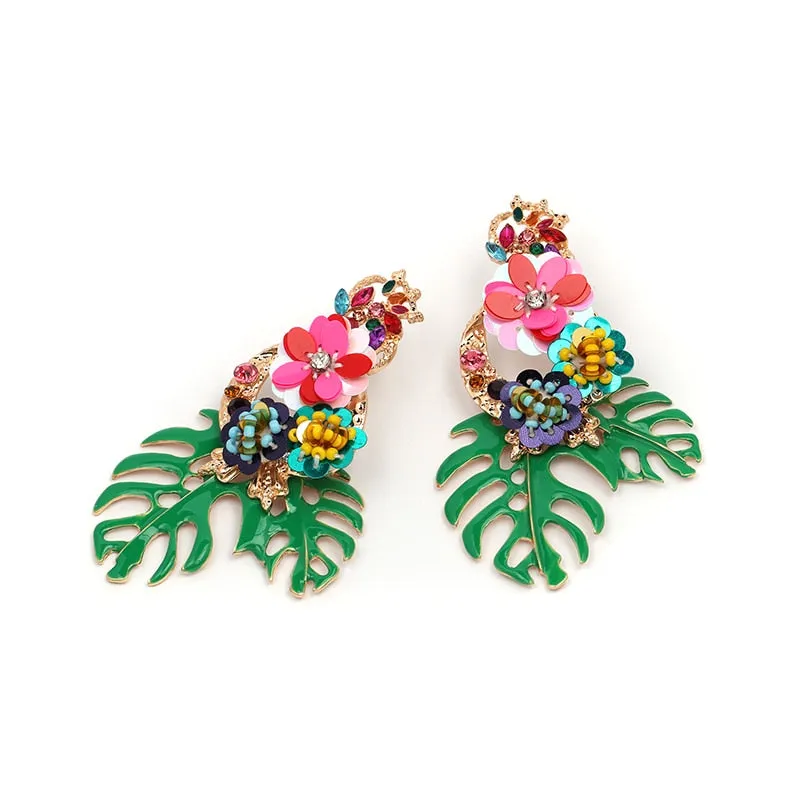 Vintage Vibrant Floral Earrings