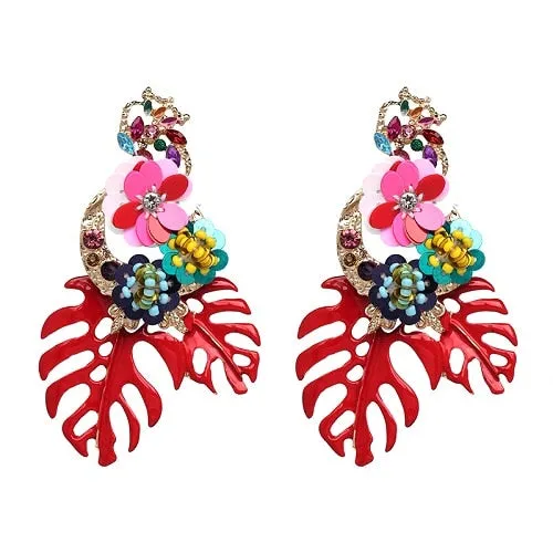 Vintage Vibrant Floral Earrings