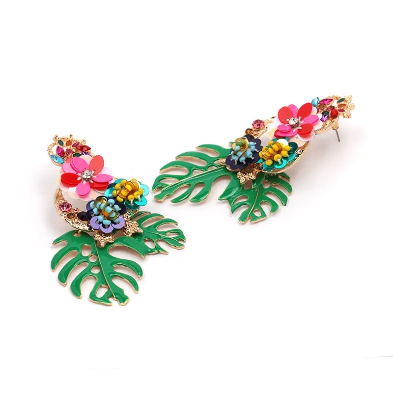 Vintage Vibrant Floral Earrings