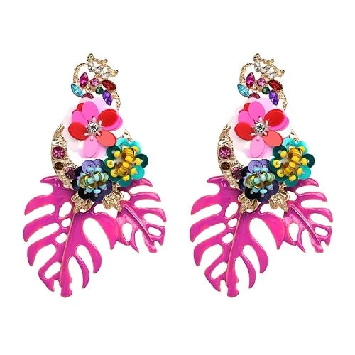 Vintage Vibrant Floral Earrings