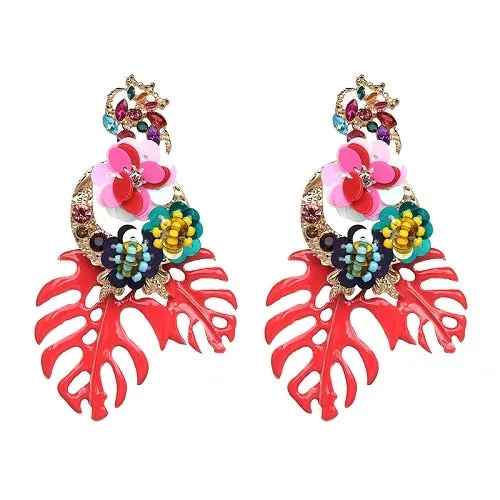Vintage Vibrant Floral Earrings