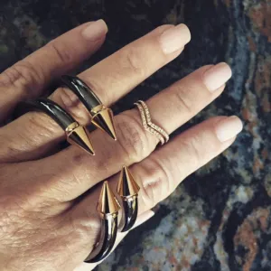 Vita Fede Ring Ultra  Midi "V" Crystal Ring in Rose Gold/Clear Crystals