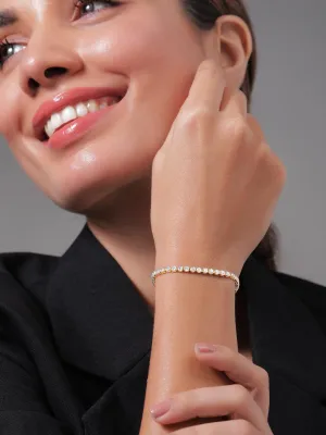 Voguish 22K Gold Plated AD & Cubic Zirconia Studded Delicate Tennis Bracelet