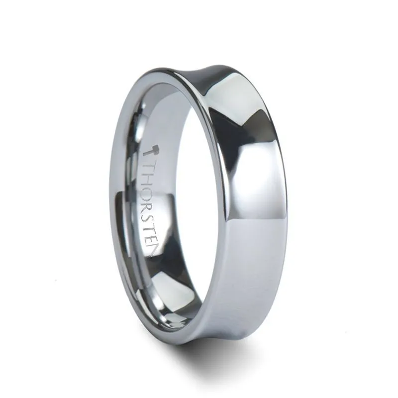 WASHINGTON | Concave Tungsten Ring Polished Finish
